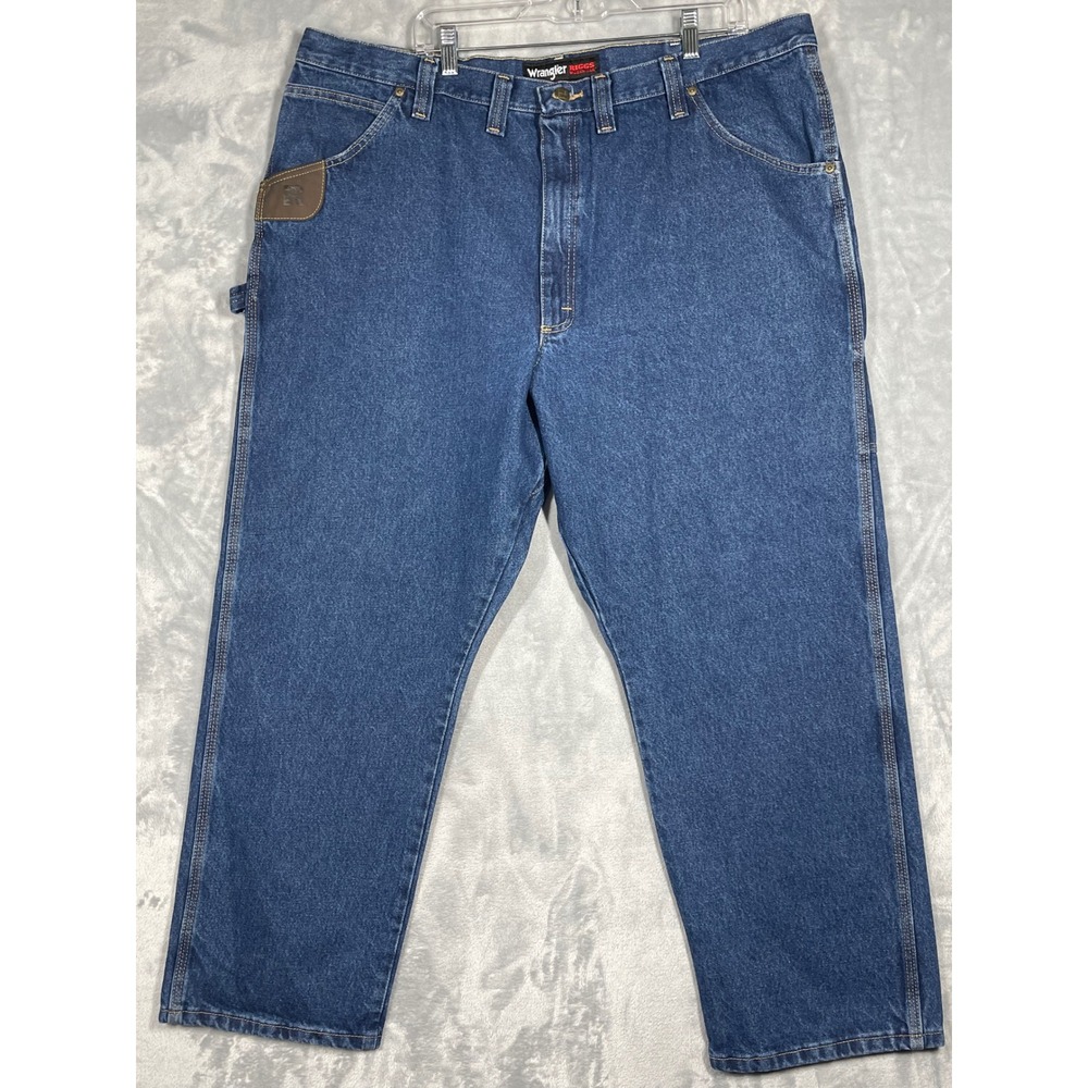 Wrangler Riggs Workwear Men Blue Carpenter Jeans 44x30 3W020AI Relaxed Fit Denim